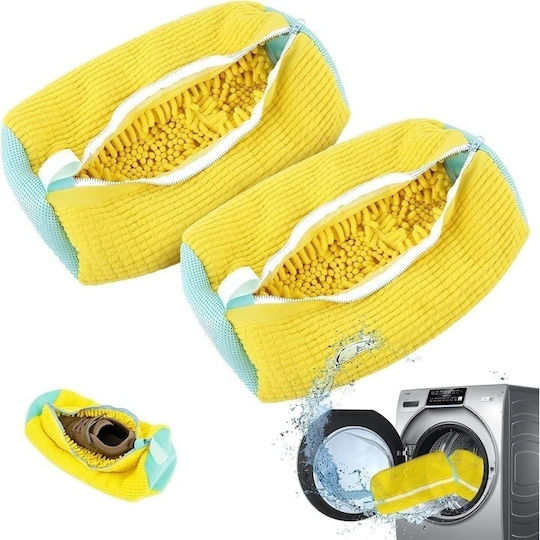 Shoe Washing Bag Made Durable Material Zipper Closure Yellow