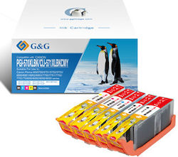 G&g Kompatible Tintenpatrone PGI-570XLBK CLI-571BK C M Y Np-c-0570xlbk/571xlbkcmy Cmyk 20,4ml + 10,8ml ml