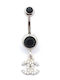 PS Silver Belly Button Piercing Earring Black Steel