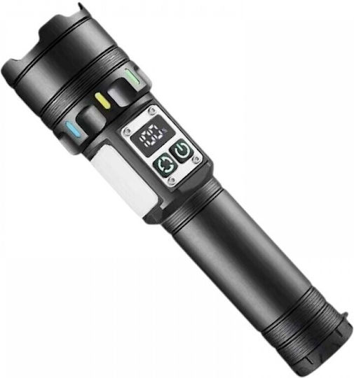 Rechargeable Flashlight LED with Maximum Brightness 800lm White