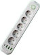 Power Strip 5 Positions with 3 USB-A, 1 USB-C and Cable 2m