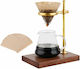 Set De Extracție Cafea V60 Lemn Auriu Ulcior Din Sticlă 0,65 L
