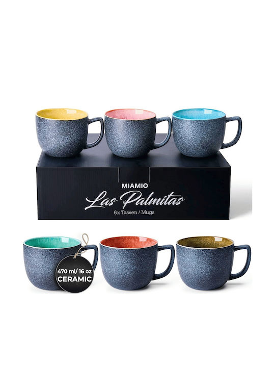 Miamio Set Căni Maro De ceramică Multicolore 470ml 6buc