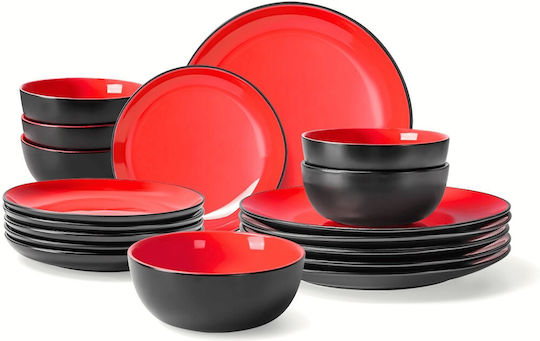 Miamio Le Papillon Collection Red Ceramic Dinnerware Set 18pcs