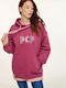 Embroidey Identity Cropped Women's Sweatshirt Hooded Plum