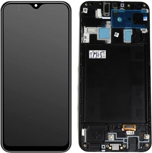 Screen with Touch Mechanism and Frame for Samsung Galaxy A20 A205 (Black)