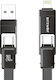 BlitzWolf Braided Cablu USB la Type-C / Lightning cu mai multe porturi 4A Negru 1.2m