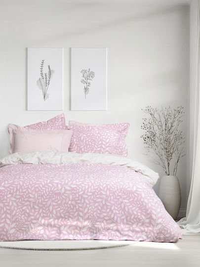 Nima Sheet Sets Queen with Elastic 160x200+32cm. Frozen Pink, Grey 4pcs