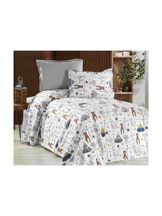 MayHome Sheet Set Semi-double with Elastic Band Cotton Gray 120x200cm