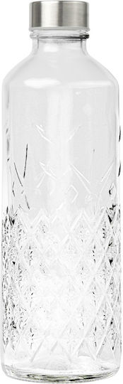 Uniglass Liberty Бутилка За Вода Стъклена с Винтов Капак Сребрист 1000ml Uniglass Liberty Бутилка За Вода Стъклена с Винтов Капак Сребрист 1000ml