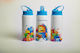Lid Kids Water Bottle Stainless Steel with Straw Blue 360ml