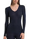 Long Sleeve Blue Women's T-Shirt