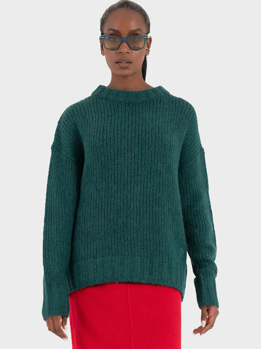 Sloossy Γυναικείο Πουλόβερ Μάλλινο Dark Green