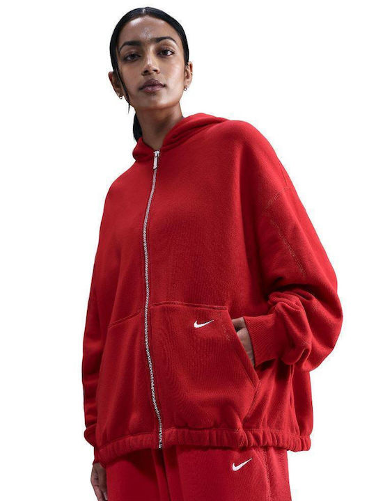 Nike Ζακέτα University Red με Κουκούλα