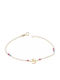 Kids Bracelet Footprints from Gold 14K with Baby Girl, Σταυρό & Stones