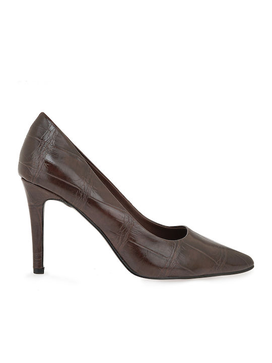 Exe Synthetic Leather Brown High Heels