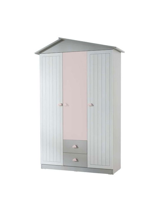 Three Door Wardrobe Pink 130x57x204cm