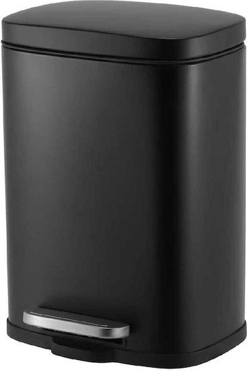 Temno Waste Bin from Inox Steel with Pedal Black 50lt