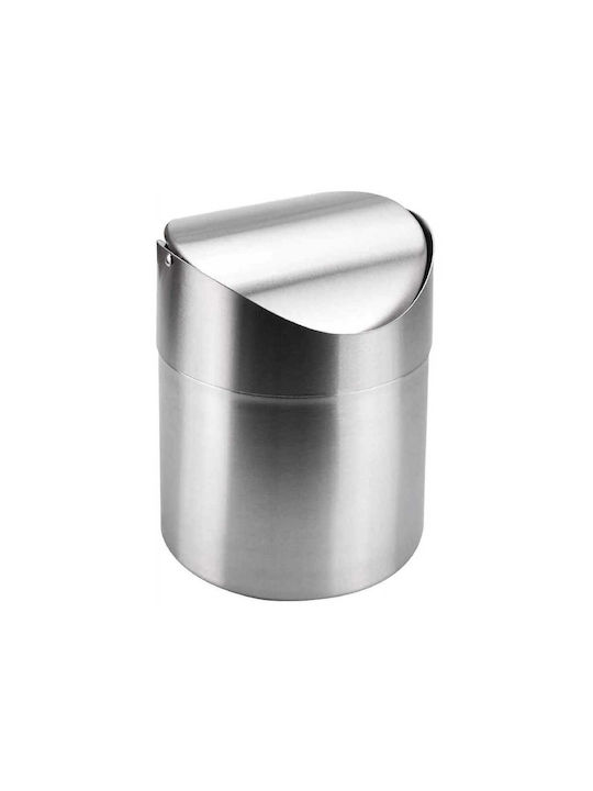 Yuk Yuk Mülleimer aus Inox mit schwebendem Deckel Silber 12,5x17,5cm