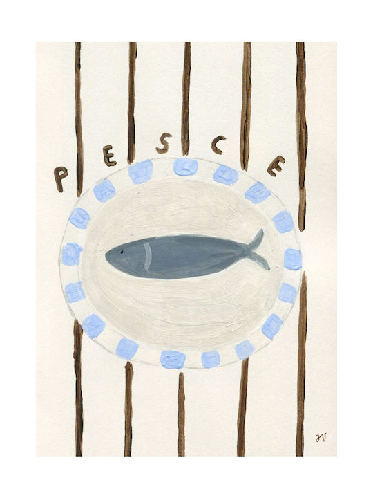 Poster Pesce Beige Brown Blue 30 X 40 Cm Poster Club
