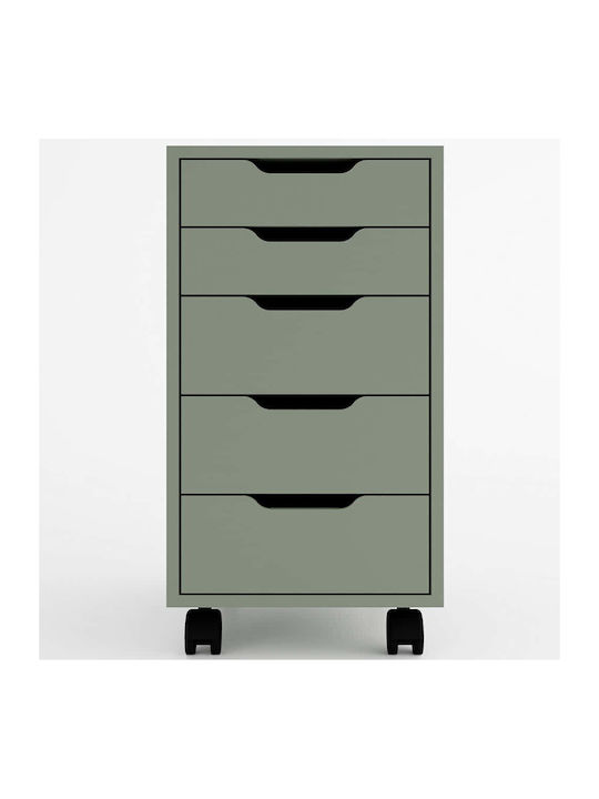 Чекмеджета Офис Дървена Caisson в зелен цвят, 40x55x77.4см