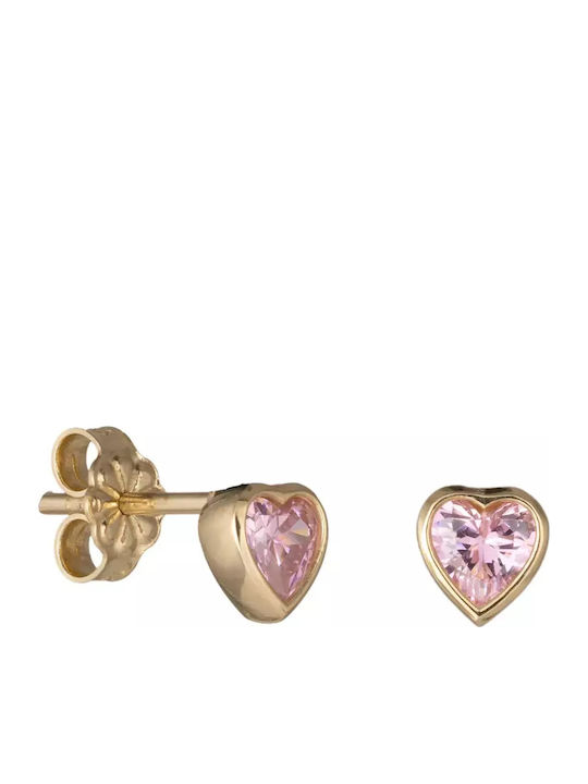 Kids Earrings Studs Hearts from Gold 14K
