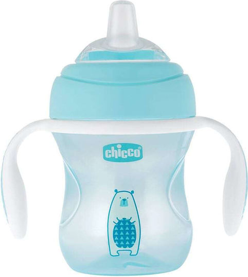 Chicco Transition Εκπαιδευτικό Μπιμπερό Σιλικόνης με Λαβές Τιρκουάζ για 4m+ 200ml