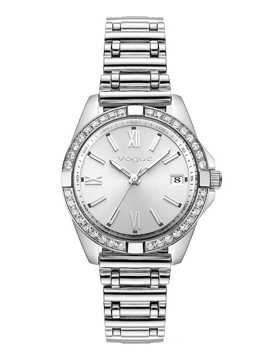 Vogue Mini Crystals Womens Watch 34mm Battery with Silver Stainless Steel Bracelet