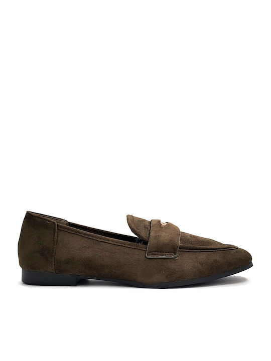 Ideal Shoes Damen Loafers in Grün Farbe