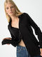 Women's Satin Long Sleeve Shirt Black