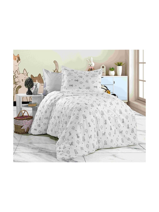 MayHome Baby Bettbezug Set mit Kissenbezug Gray 120x160cm.