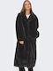 Meagan Γυναικείο Black Παλτό με Γούνινες Λεπτομέρειες