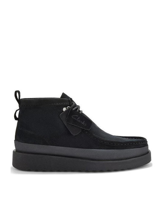 Clarks Wallabee Δερμάτινα Μαύρα Ανδρικά Μποτάκια