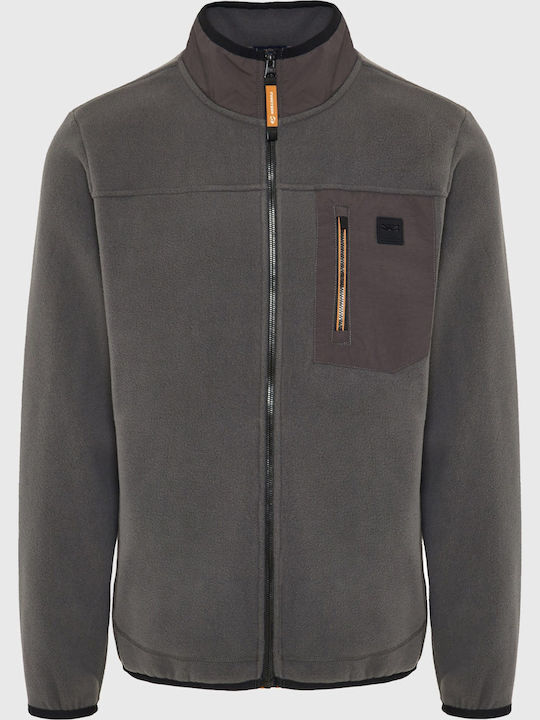 Funky Buddha Ανδρική Ζακέτα Fleece Γκρι