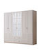 Six Door Wardrobe White 210x52x210cm