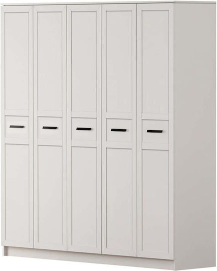 Пет врати Гардероб Бял 175x52x210см