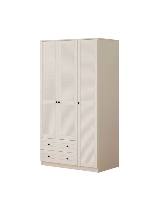 Triple Door Wardrobe White 105x52x210cm