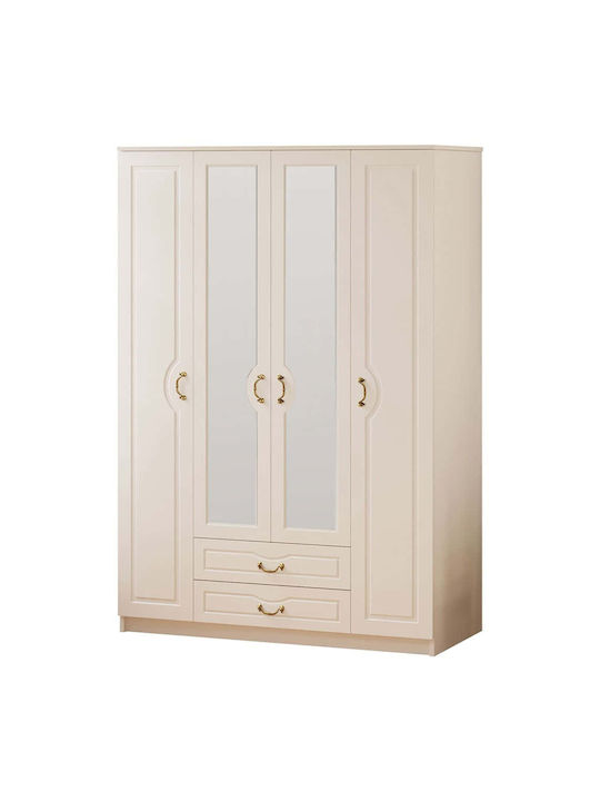 Vier Türen Kleiderschrank White 140x52x210cm