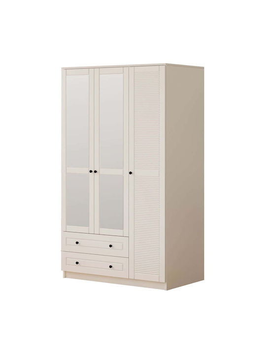 Triple Door Wardrobe White 105x52x210cm
