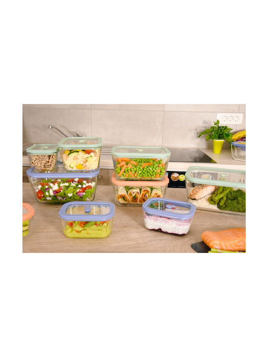 Status Cutie pentru Mâncare Sticlă Verde Potrivit pentru Cuptor cu Microunde 3buc