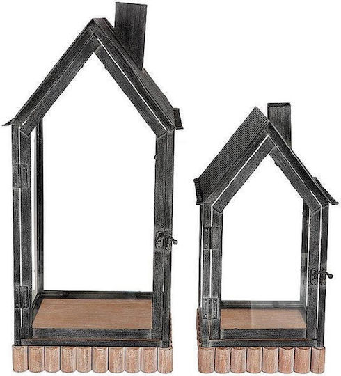Atmosphera Tabletop Wooden Lantern Beige 21x21x42cm