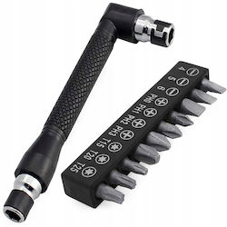Angle Set Screwdriver Holder 1/4 Bits + 10x Bits