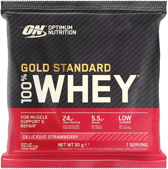 Gold Standard 100% Whey Суроватъчен Протеин Без Глутен с Вкус Delicious Strawberry 30 г