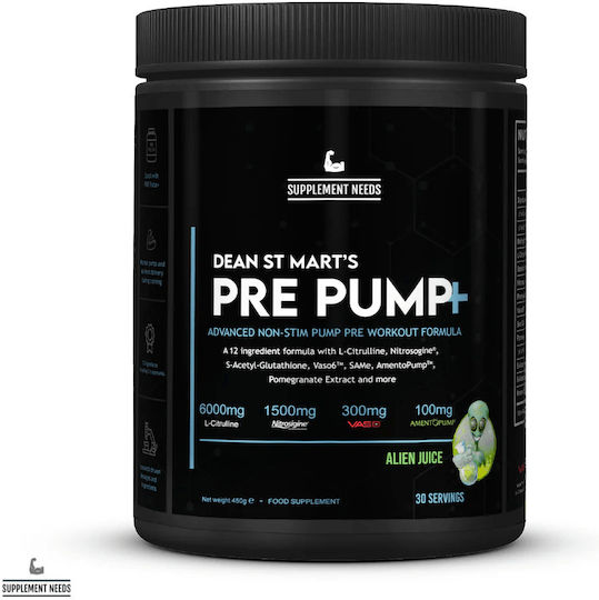 Supplement Needs Pre Pump+ Ειδικό Συμπλήρωμα Διατροφής 450gr Strawberry Surge