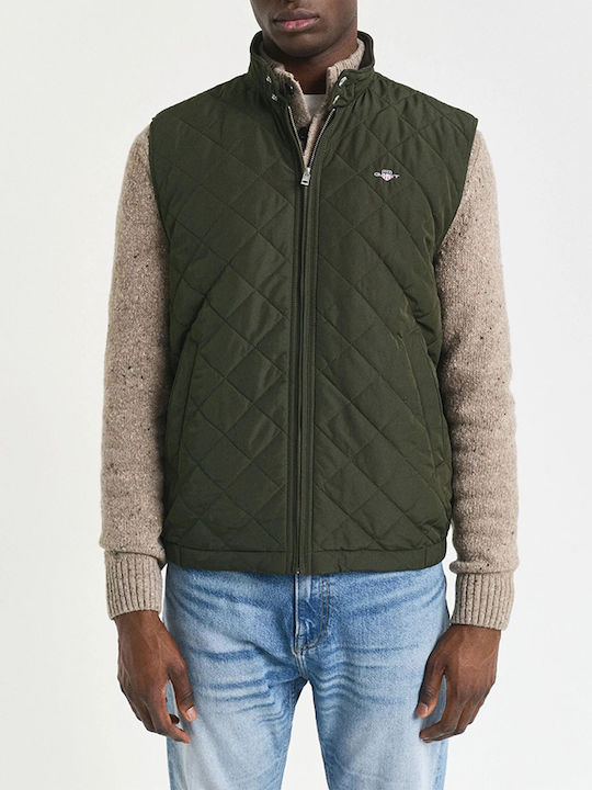 Sleeveless Jacket Puffer Waterproof and Windproof Khaki