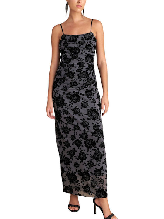 Maxi Evening Velvet Drape Dress Grey
