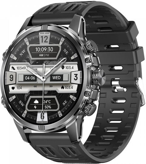 BlitzWolf BW-AT6 Plus 51mm Smartwatch mit Pulsmesser (Schwarz)