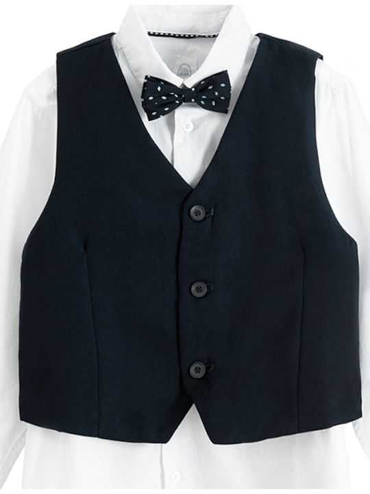 3-Piece Clothing Set White Long-Sleeved Shirt Dark Blue Bow Tie Vest Mix Ccb3110253-00