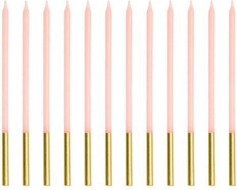 Birthday Candles Tall Rose Gold 14cm 12 Pieces