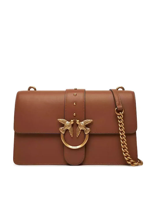 Pinko Love One Medium Leather Women's Bag Shoulder Marrone/leone/antique  Gold 105857A0F1L17Q